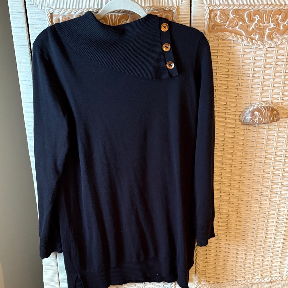 Cable & Gauge Black Sweater with Button Detail